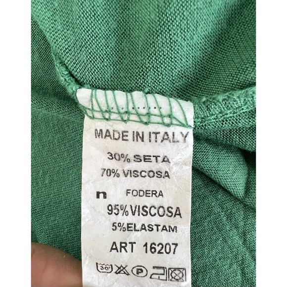 NT by Amati Layered Green Silk Floral Print 3/4 Sleeve Dress Made in Italy S/M - Picture 12 of 13